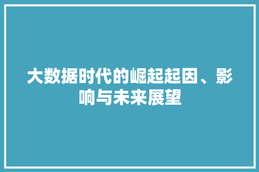 大数据时代的崛起起因、影响与未来展望  第1张