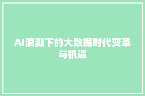 AI浪潮下的大数据时代变革与机遇