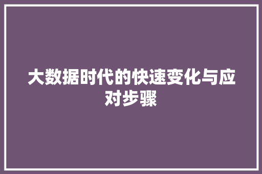 大数据时代的快速变化与应对步骤