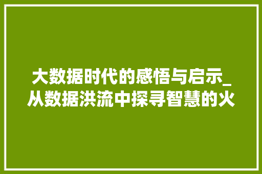 大数据时代的感悟与启示_从数据洪流中探寻智慧的火花  第1张