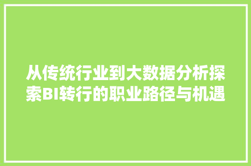 从传统行业到大数据分析探索BI转行的职业路径与机遇
