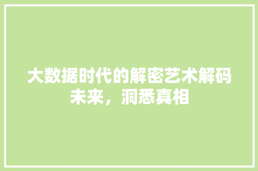 大数据时代的解密艺术解码未来，洞悉真相