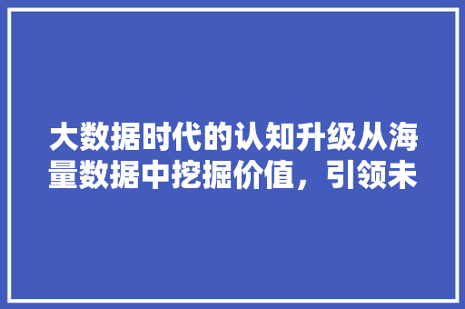 大数据时代的认知升级从海量数据中挖掘价值，引领未来