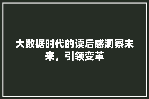 大数据时代的读后感洞察未来，引领变革  第1张
