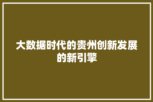 大数据时代的贵州创新发展的新引擎  第1张