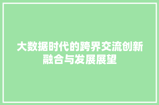 大数据时代的跨界交流创新融合与发展展望