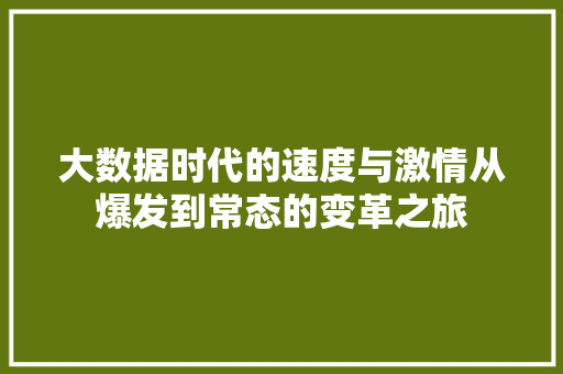 大数据时代的速度与激情从爆发到常态的变革之旅