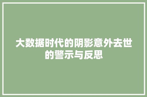 大数据时代的阴影意外去世的警示与反思  第1张