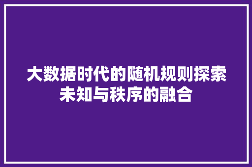 大数据时代的随机规则探索未知与秩序的融合  第1张