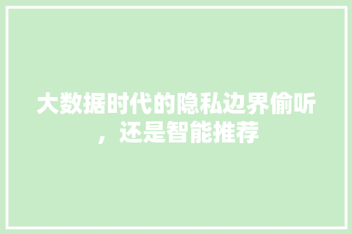 大数据时代的隐私边界偷听，还是智能推荐