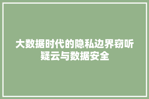大数据时代的隐私边界窃听疑云与数据安全  第1张