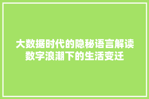 大数据时代的隐秘语言解读数字浪潮下的生活变迁  第1张