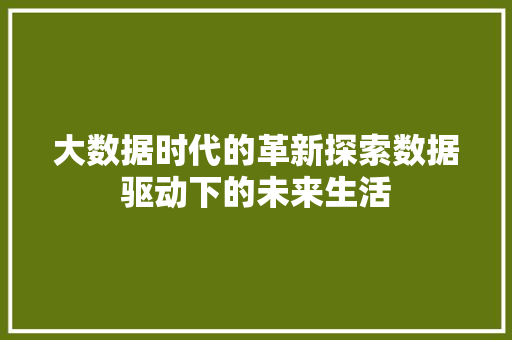 大数据时代的革新探索数据驱动下的未来生活  第1张