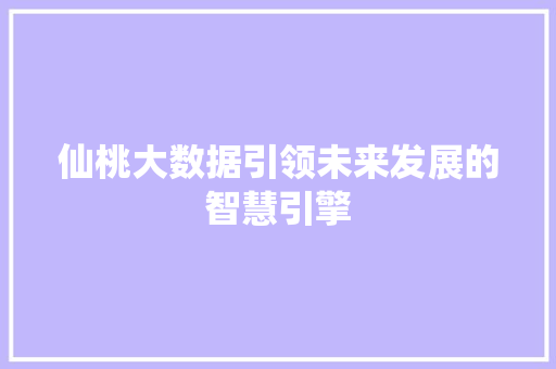 仙桃大数据引领未来发展的智慧引擎  第1张