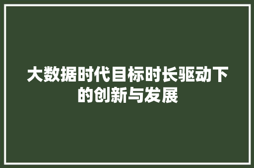 大数据时代目标时长驱动下的创新与发展  第1张