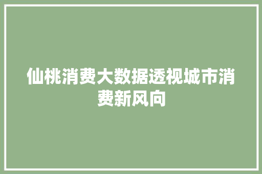 仙桃消费大数据透视城市消费新风向
