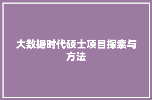 大数据时代硕士项目探索与方法