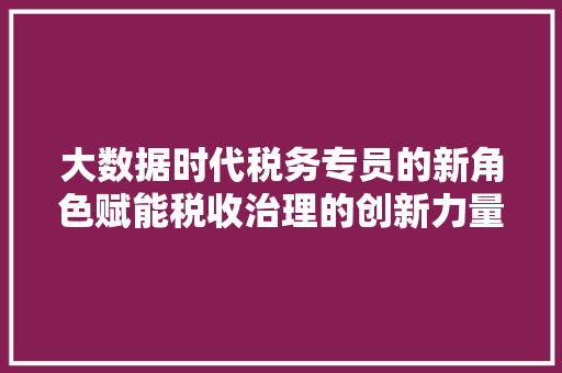 大数据时代税务专员的新角色赋能税收治理的创新力量  第1张