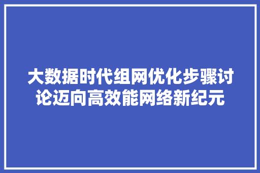 大数据时代组网优化步骤讨论迈向高效能网络新纪元  第1张
