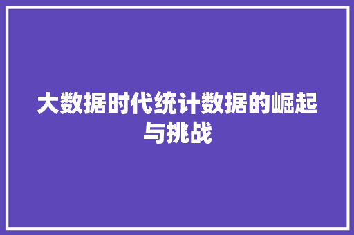 大数据时代统计数据的崛起与挑战