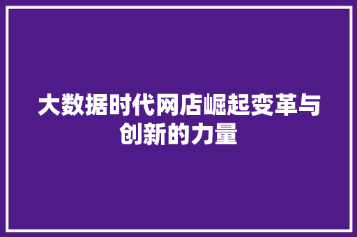 大数据时代网店崛起变革与创新的力量  第1张