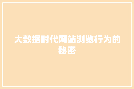 大数据时代网站浏览行为的秘密
