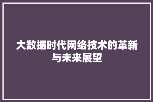 大数据时代网络技术的革新与未来展望