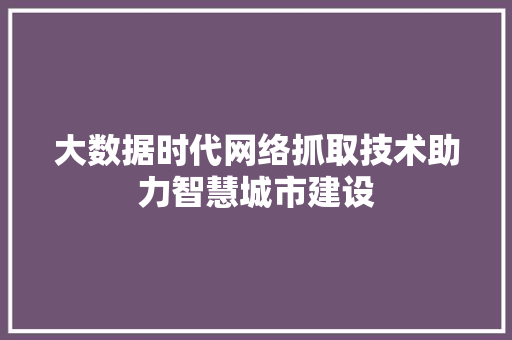 大数据时代网络抓取技术助力智慧城市建设