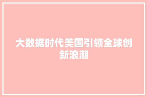 大数据时代美国引领全球创新浪潮  第1张
