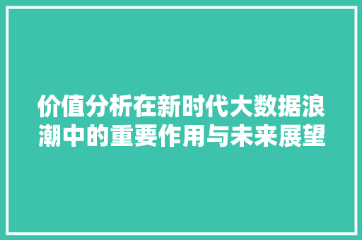 价值分析在新时代大数据浪潮中的重要作用与未来展望  第1张