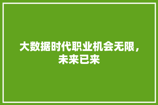 大数据时代职业机会无限，未来已来