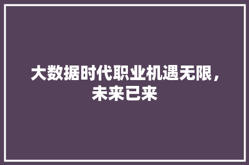 大数据时代职业机遇无限，未来已来  第1张