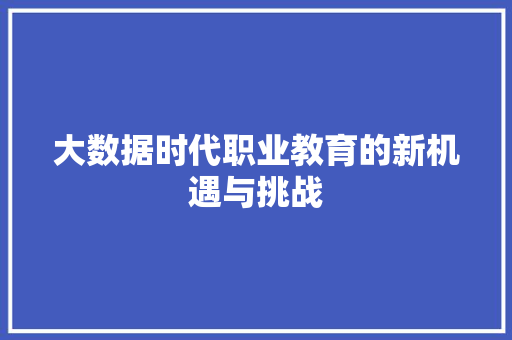 大数据时代职业教育的新机遇与挑战  第1张
