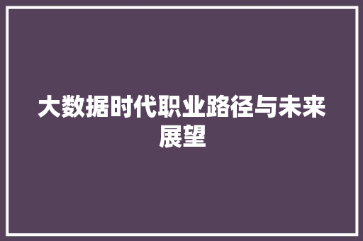 大数据时代职业路径与未来展望