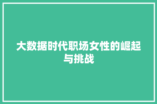 大数据时代职场女性的崛起与挑战