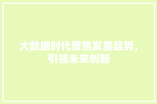 大数据时代聚焦发展趋势，引领未来创新  第1张