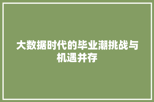 大数据时代的毕业潮挑战与机遇并存  第1张