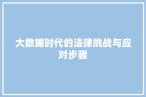 大数据时代的法律挑战与应对步骤  第1张