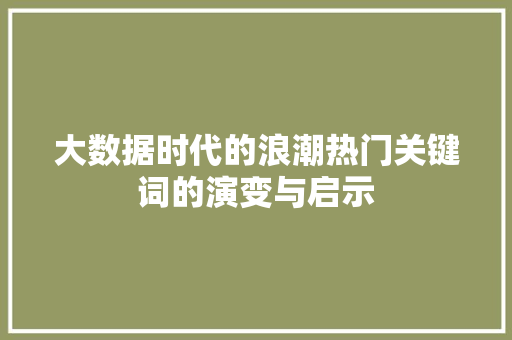 大数据时代的浪潮热门关键词的演变与启示