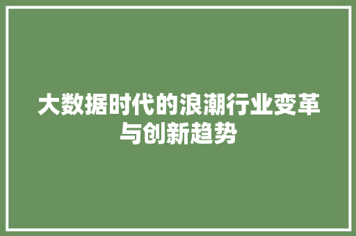 大数据时代的浪潮行业变革与创新趋势