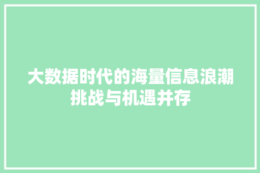 大数据时代的海量信息浪潮挑战与机遇并存  第1张