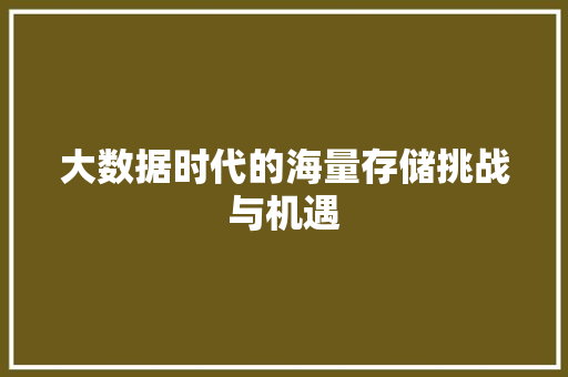 大数据时代的海量存储挑战与机遇  第1张