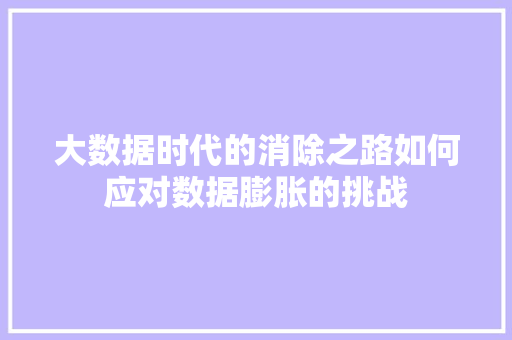 大数据时代的消除之路如何应对数据膨胀的挑战  第1张