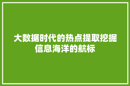 大数据时代的热点提取挖掘信息海洋的航标