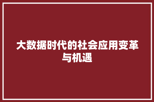 大数据时代的社会应用变革与机遇  第1张