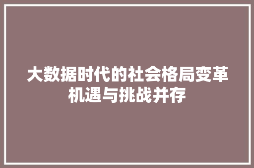 大数据时代的社会格局变革机遇与挑战并存  第1张
