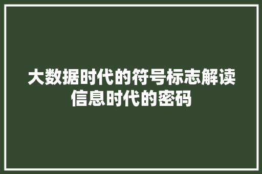 大数据时代的符号标志解读信息时代的密码