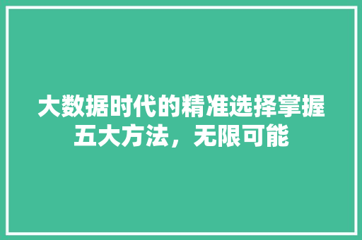 大数据时代的精准选择掌握五大方法，无限可能