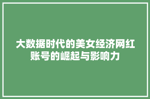 大数据时代的美女经济网红账号的崛起与影响力
