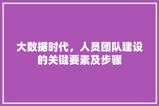 大数据时代，人员团队建设的关键要素及步骤  第1张